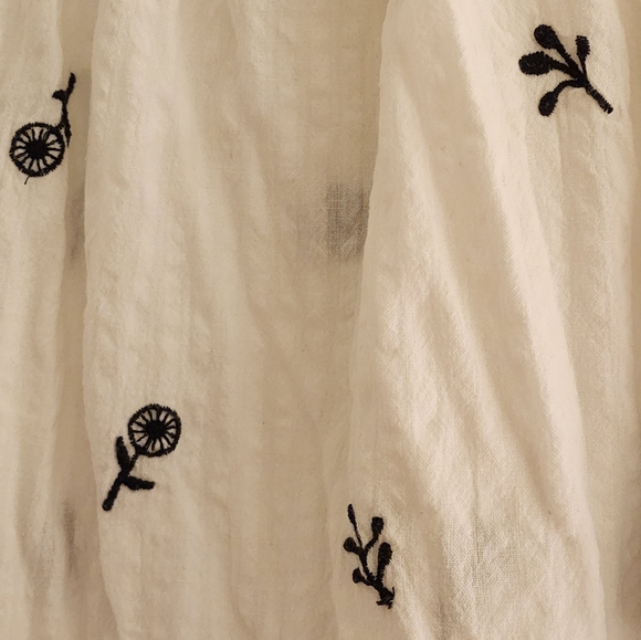 Zara White Linen Top with Navy Blue Details - Picture 4 of 4